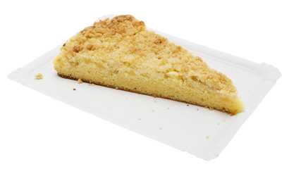 Streuselkuchen auf einem Pappteller