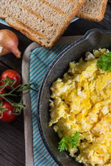 fresh scrambled egg with parsley