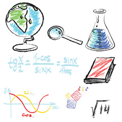 mathematical signs,icon,vektor,writing with chalk