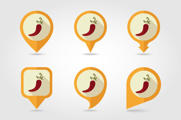 Chili pepper flat icon with long shadow