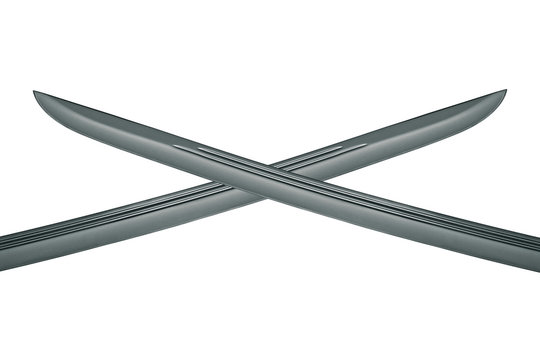 Two cross sabre blades isolated on white