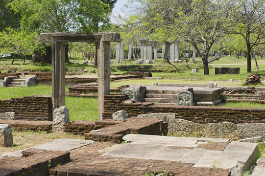 Ruins of the Sacred city in Anuradhapura, Sri Lanka.