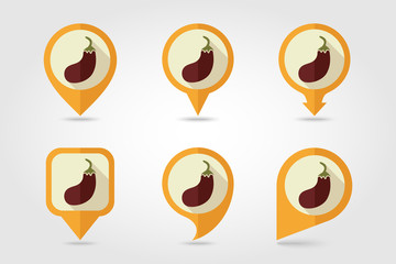 Eggplant flat icon with long shadow