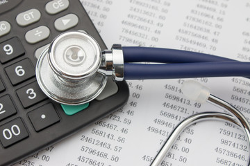 Stethoscope and calculator