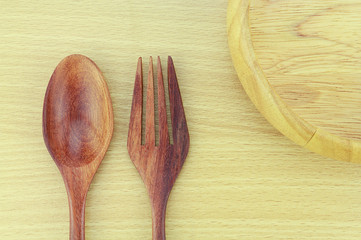 Wooden kitchen spoons, forks