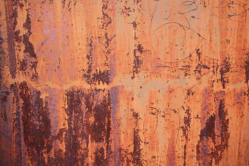 old stain orange zinc wall