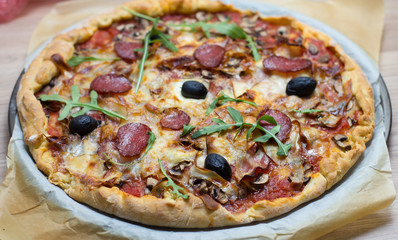 Fresh Delicious Pepperoni Pizza Homemade