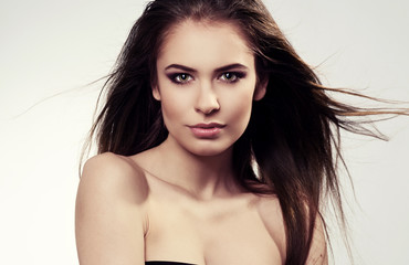 Fototapeta premium Skin and hair care. Fashion woman with beautiful long hair