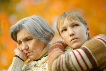 Obraz premium Grandmother with boy