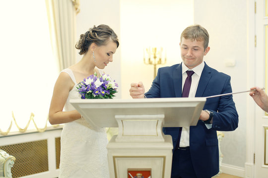 Wedding Ceremony In A Registry Office Painting, Marriage