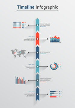 Timeline vector infographic. World map