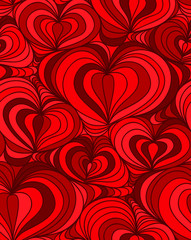 Vector seamless background hand drawn hearts