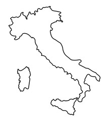 black abstract outline of Italy map