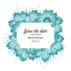 Wedding invitation cards with flowers and oak leaves