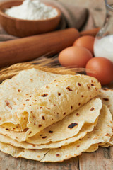 Fresh homemade wheat tortillas