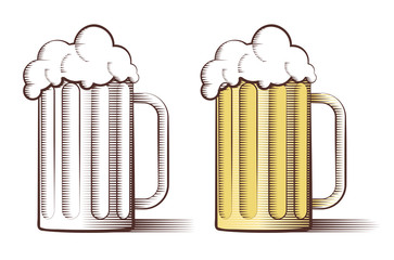 Vector illustration of beer in engraved style