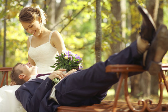 Summer Wedding Photo Of Bride And Groom