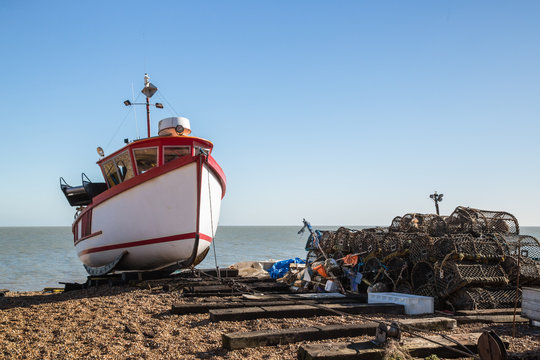 Fototapeta Fishing Boat in Deal, Kent, UK,