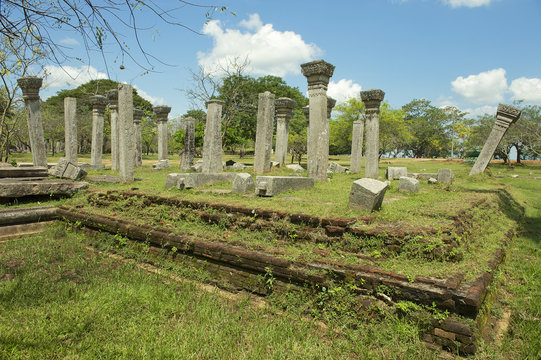 Ruins of the Sacred city in Anuradhapura, Sri Lanka.
