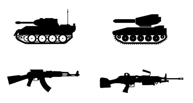 Chars et fusils d'assaut en 4 ic&ocirc;nes