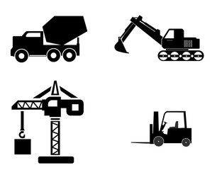 Chantier de construction en 4 icônes