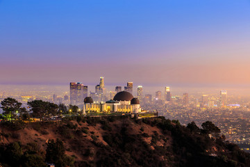 The Griffith Observatory and Los Angeles city skyline