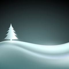 Vector landscape with Christmas tree