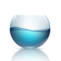 fishbowl with water isolated on a white background