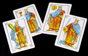 Spanish cards in black background