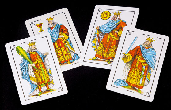 Spanish cards in black background