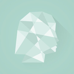 Female head icon. Low poly style. Flat design