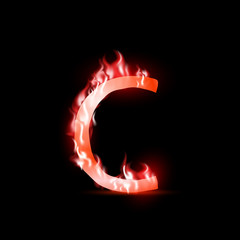 vector letter with red fire