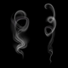 Vector set of smoke. isolated on a black background