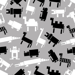 black and white digital retro animals pattern eps10