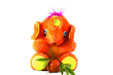 orange elephant and tangerine with green leaves