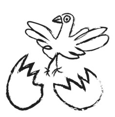 doodle bird hatching from egg