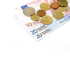 Euro coins and banknotes