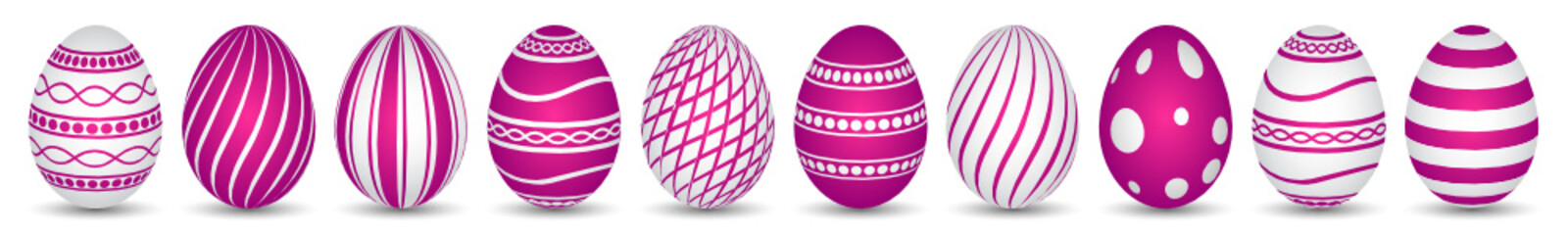 ten easter eggs in magenta with texture