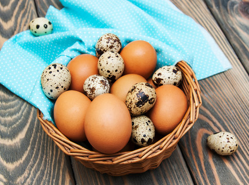 different types of eggs in a basket