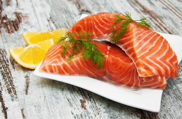 portions of fresh salmon fillet