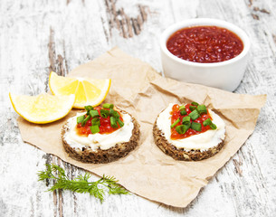 canape with red caviar