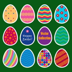 vector collection of colored stickers of easter eggs