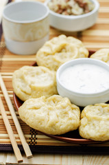 Korean steam pies with meat and cabbage. Pian se