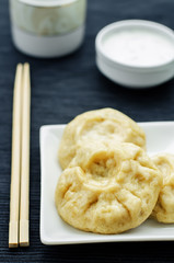 Korean steam pies with meat and cabbage. Pian se