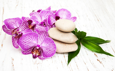 Orchids and massage stone