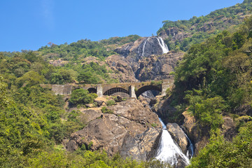 Fototapeta na wymiar The waterfall and railroad