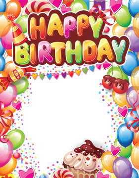 Template for Happy birthday card