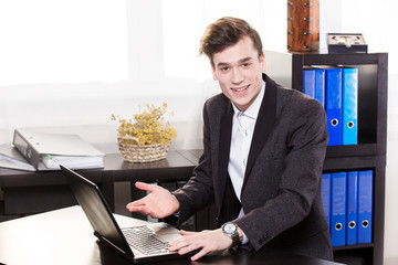 Business man work on the laptop