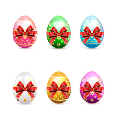 Set of Easter eggs with bow
