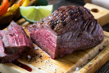 Rare roast beef sirloin